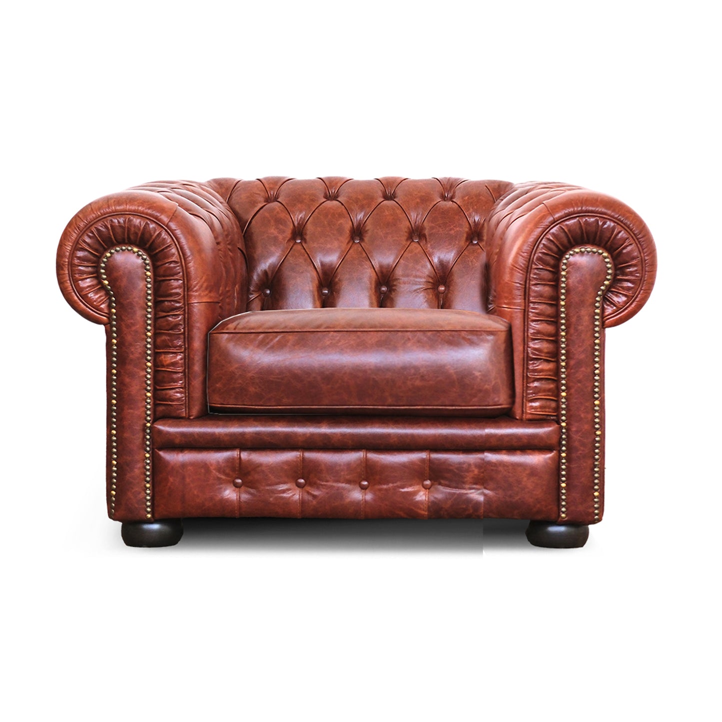 Canapé Chesterfield en cuir pleine fleur de qualité supérieure – Finitions emblématiques et raffinées