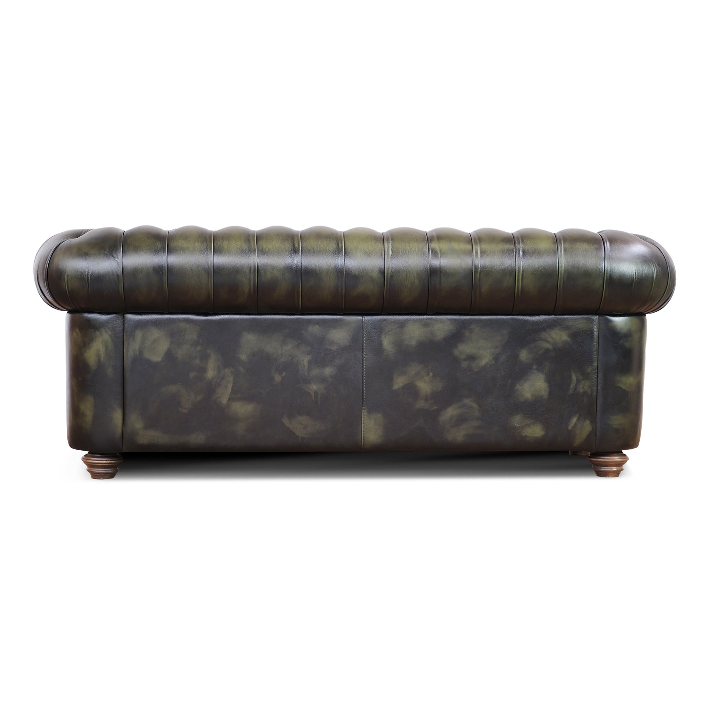 Divano Chester pelle fiore verde stile old America rifinita a mano