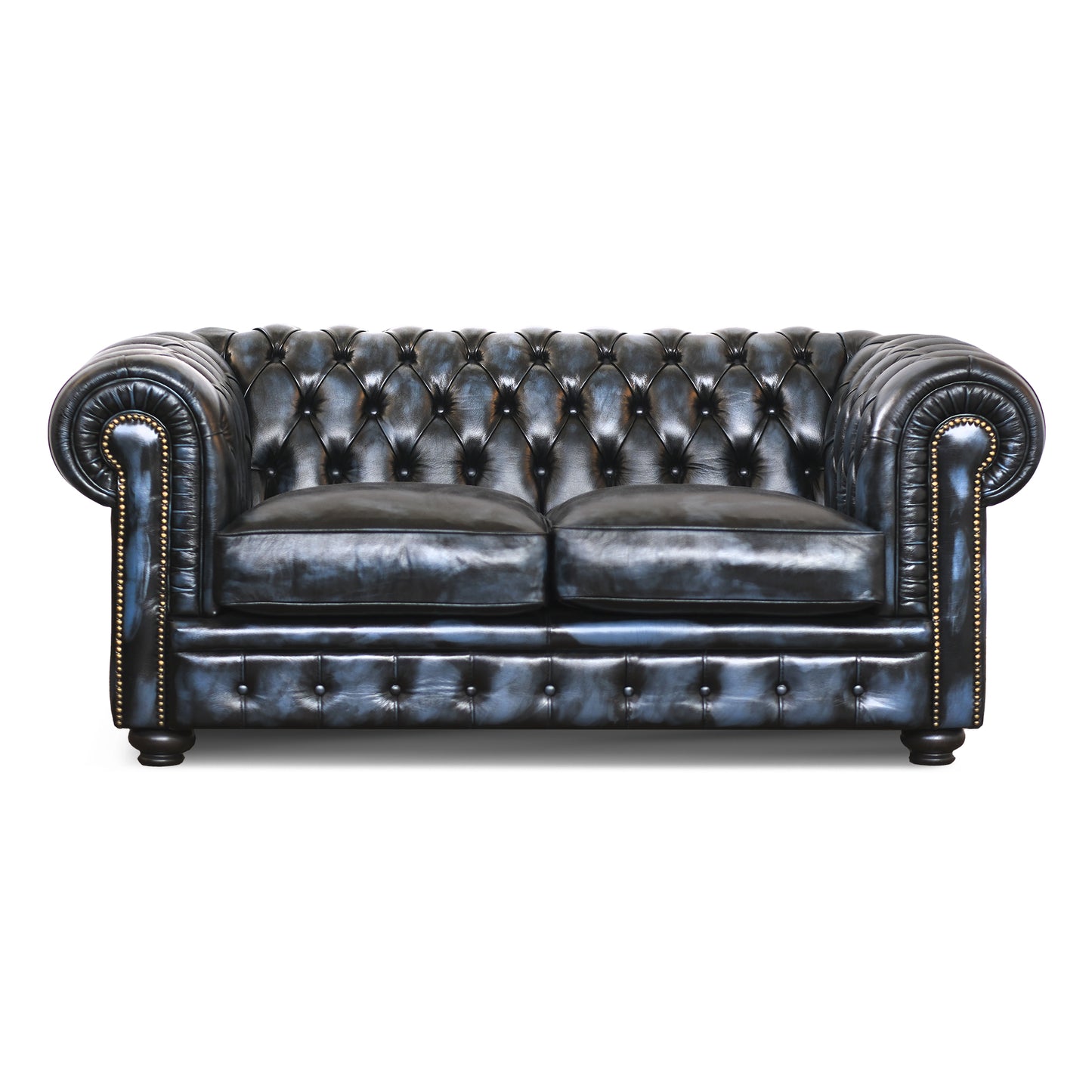 Canapé Chester en cuir pleine fleur bordeaux, style old America, finition main 