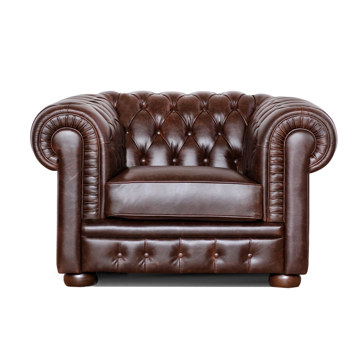 Fauteuil Chester en cuir grainé jaune 