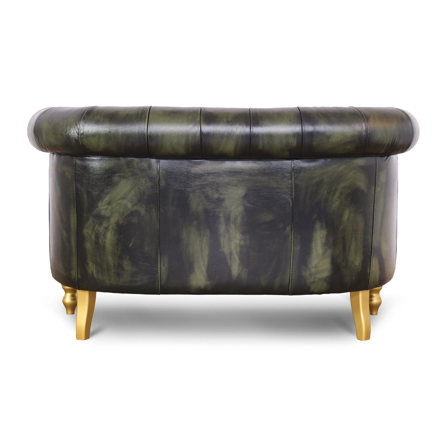 Divano Chesterino in pelle fiore verde stile old America rifinita a mano