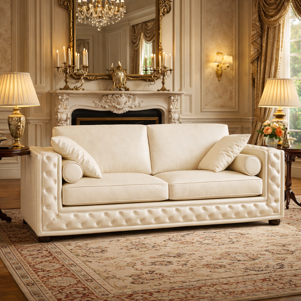 Divano Dimora Chesterfield Pelle Primo Fiore Premium - Design Classico