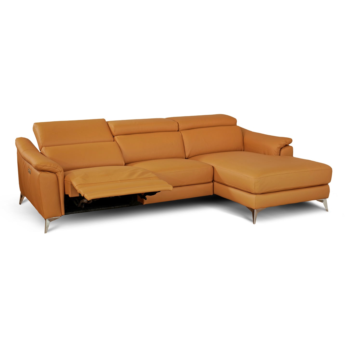 Divano Angolare Flow Relax in Pelle Primo Fiore – Recliner Motorizzato e Chaise Longue , Design Moderno