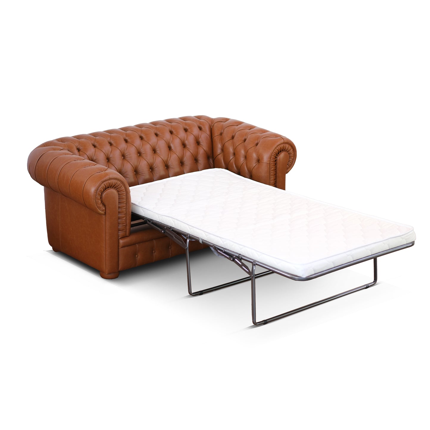 Divano letto Chester pelle fiore cognac