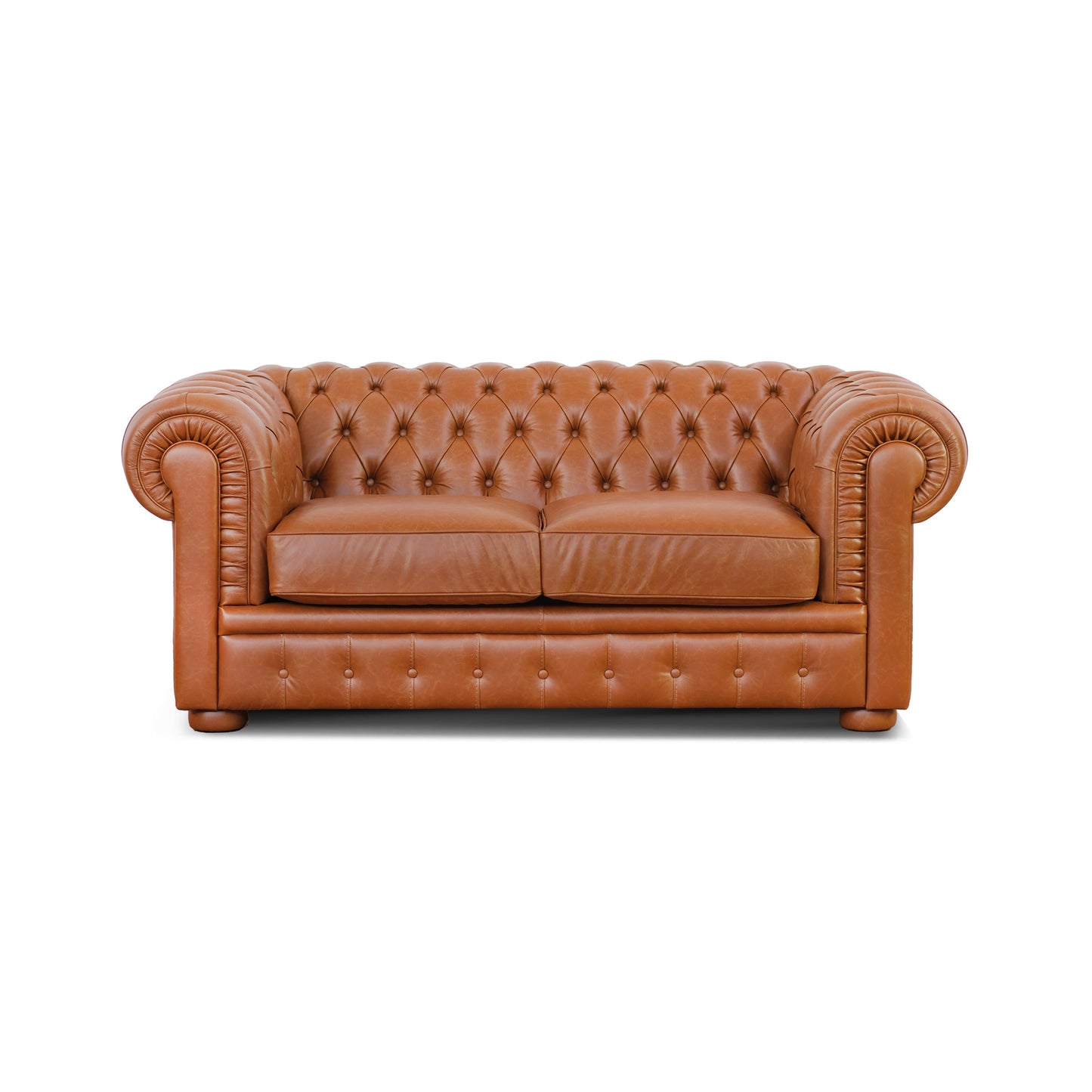 Divano letto Chester pelle fiore cognac