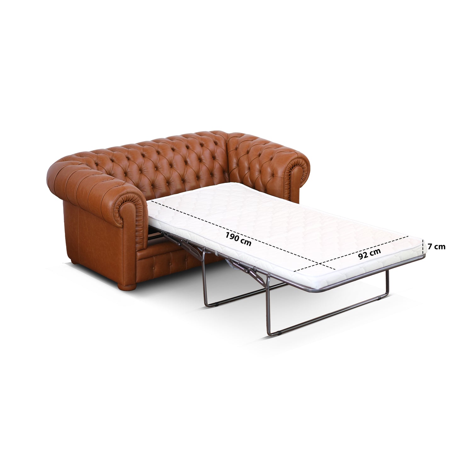 Divano letto Chester pelle fiore cognac