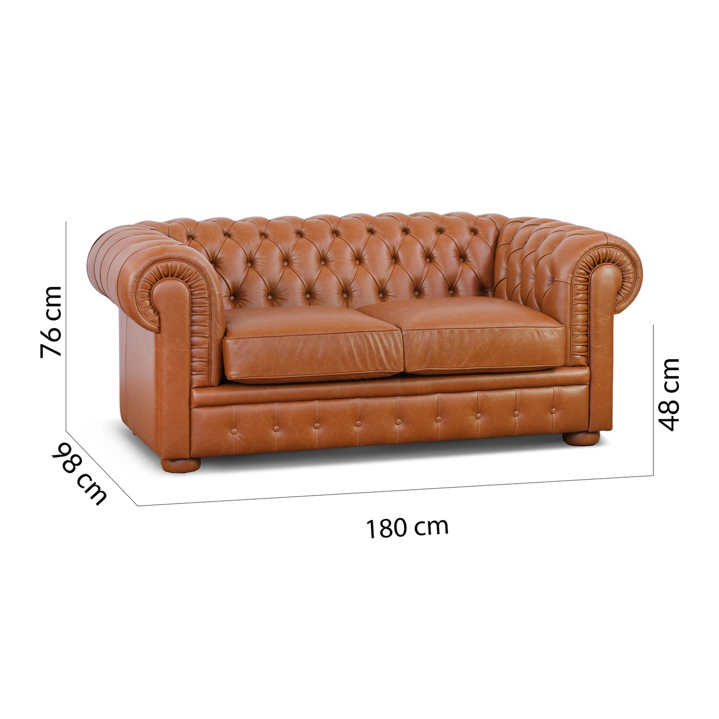 Divano letto Chester pelle fiore cognac