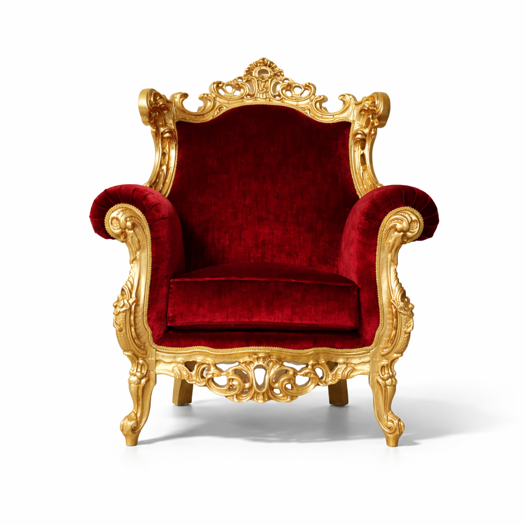 Poltrona Barocca Bernini - Foglia Oro e Velluto – Artigianato Italiano di Lusso