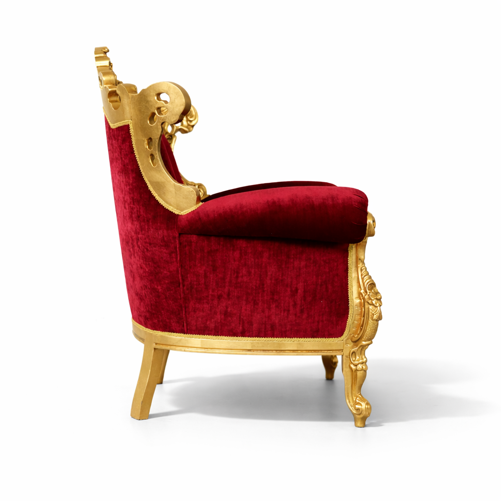 Poltrona Barocca Bernini - Foglia Oro e Velluto – Artigianato Italiano di Lusso