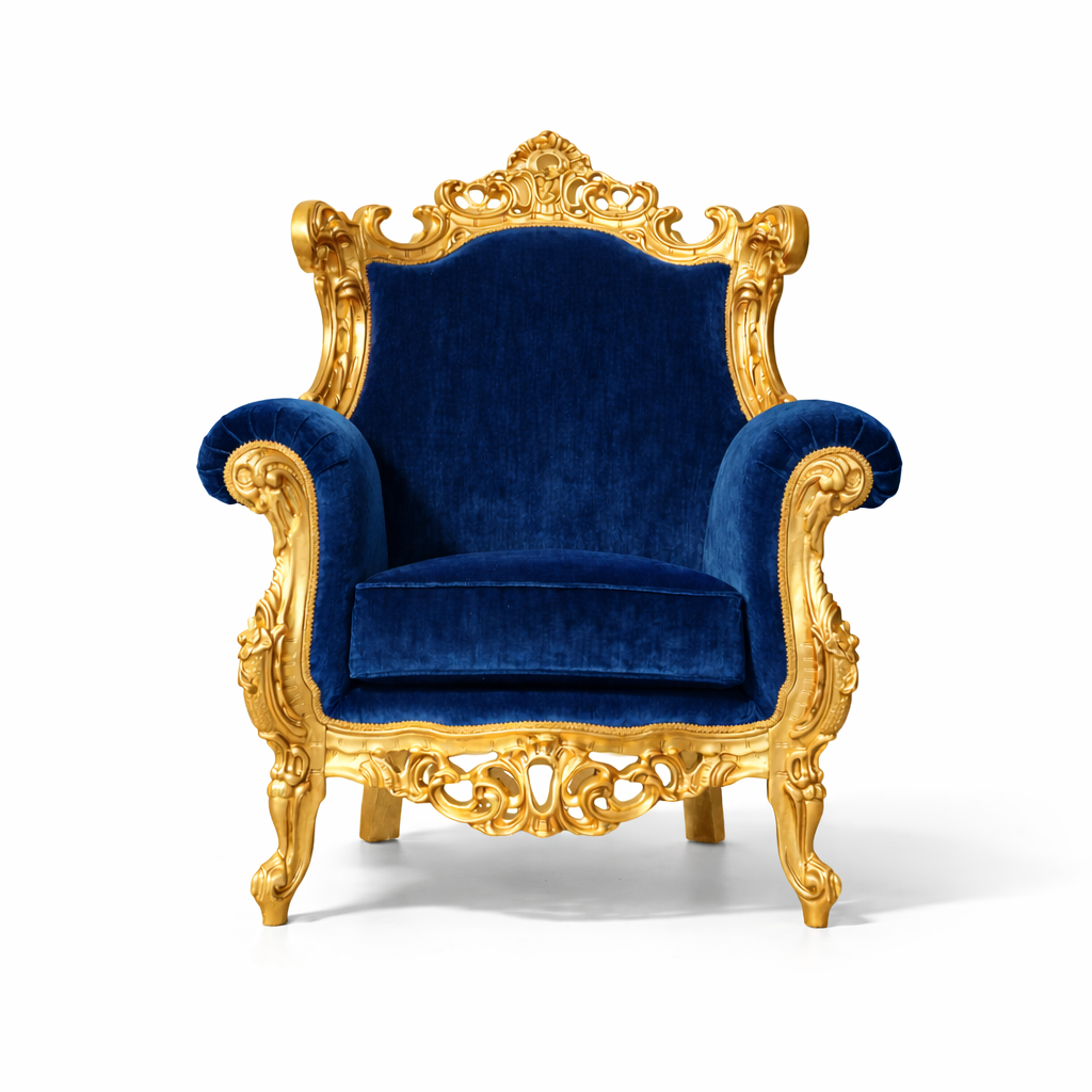 Poltrona Barocca Bernini - Foglia Oro e Velluto – Artigianato Italiano di Lusso