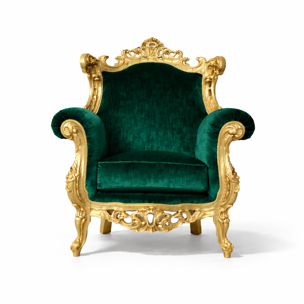 Poltrona Barocca Bernini - Foglia Oro e Velluto – Artigianato Italiano di Lusso