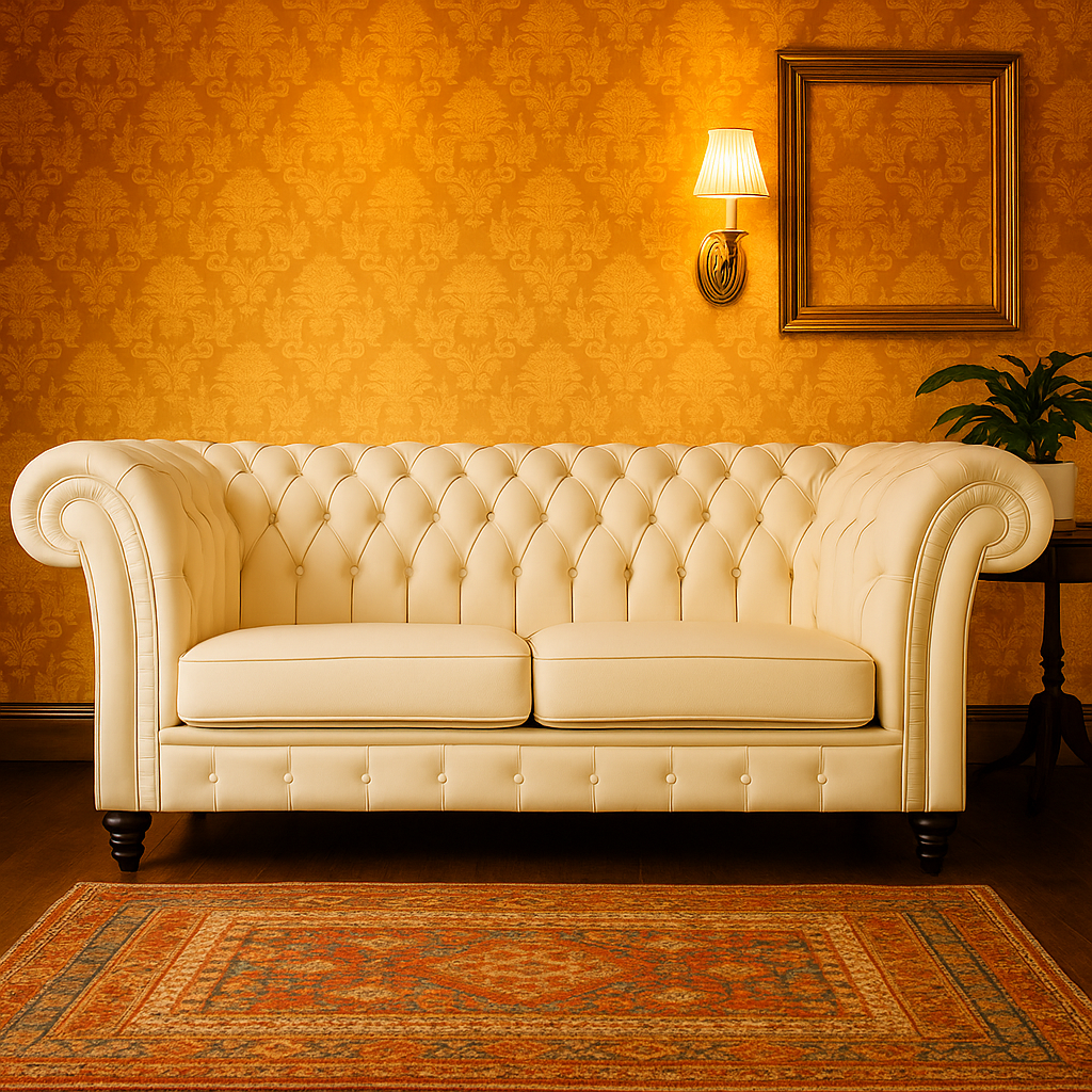 Divano Chesterfield Gabbiano in Pelle Primo Fiore Premium – Iconico, Finiture di Pregio