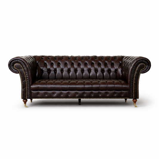 Chesterfield-Sofa Imperium 3-Sitzer 240 CM Vollnarbenleder Mahagoni