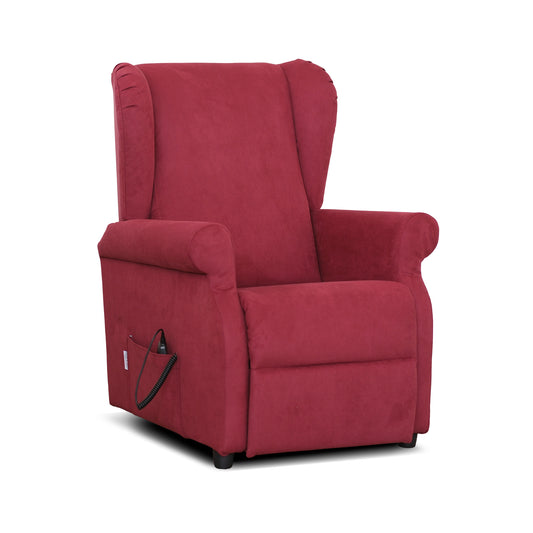 Poltrona relax elettrica Ilde in tessuto rosso idrorepellente