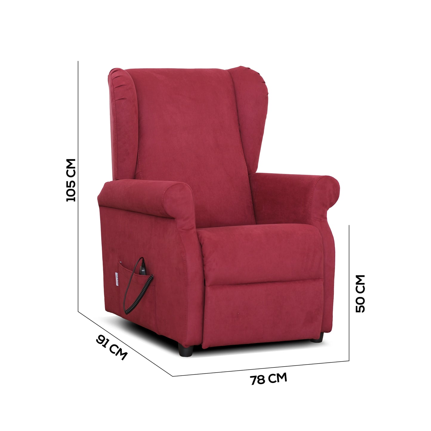 Poltrona relax elettrica Ilde in tessuto rosso idrorepellente