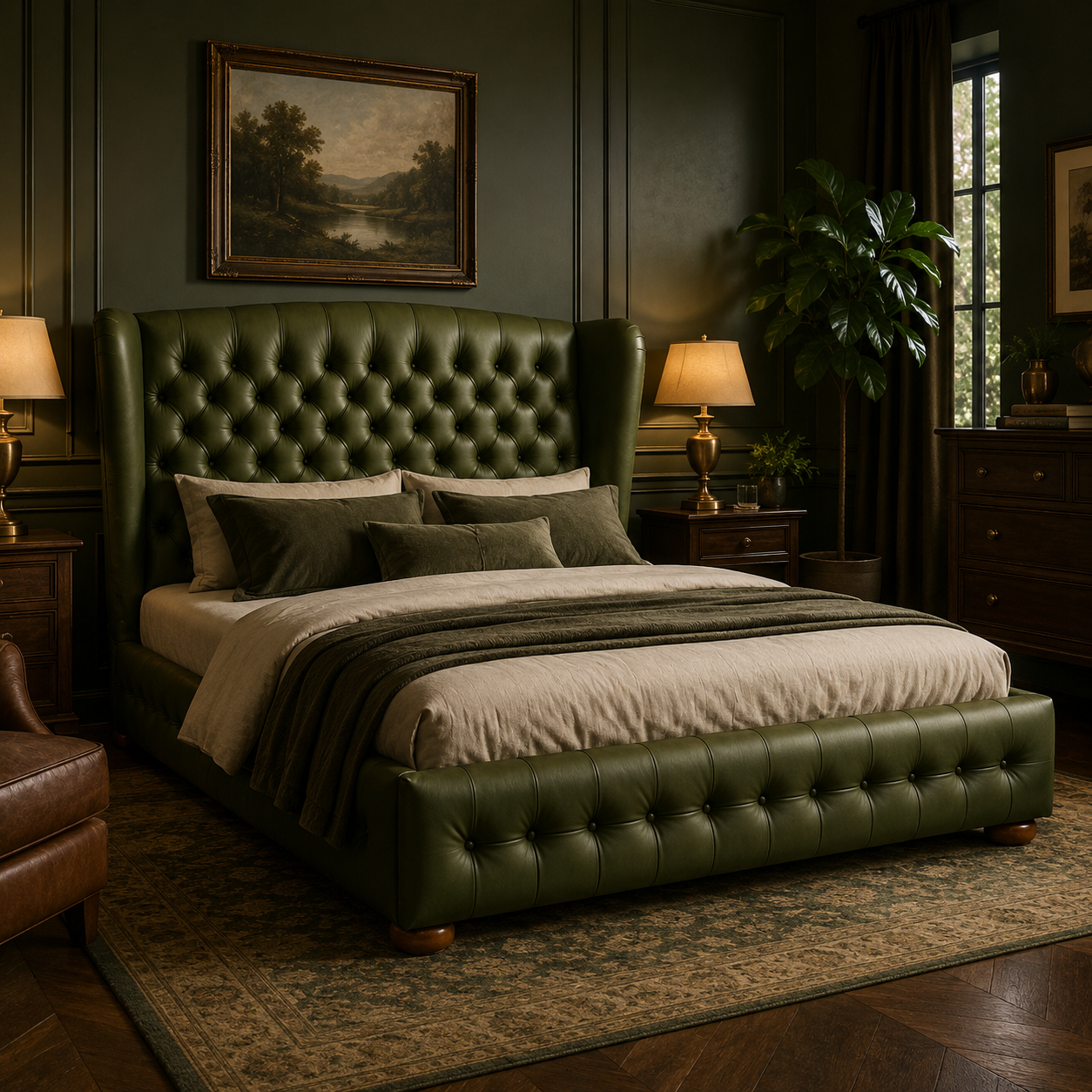 Lit Chesterfield Ego en cuir pleine fleur haut de gamme - Un design iconique et fonctionnel