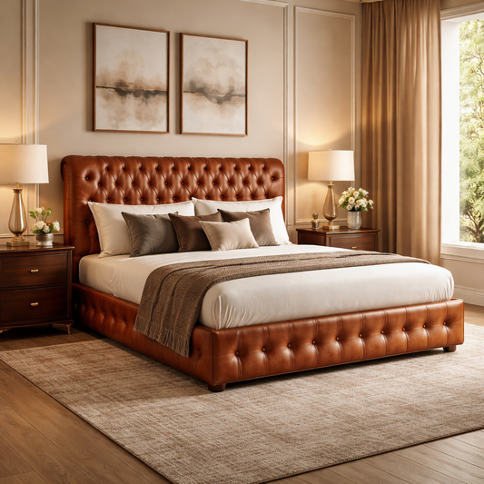 Letto Chesterfield Armonia Pelle Primo Fiore Premium - Design Iconico e Funzionale