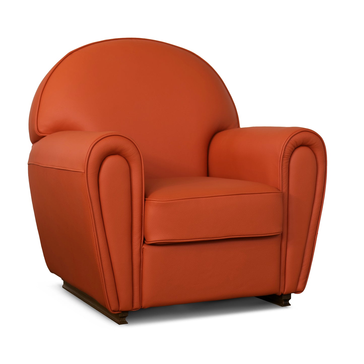 Fauteuil pull up en cuir grainé rouge cerise, modèle Luxury