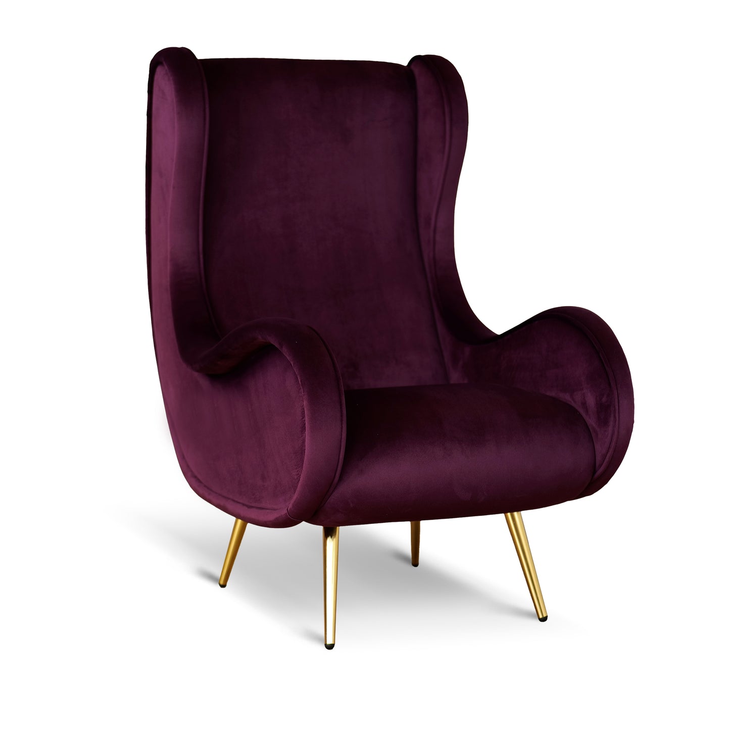 Fauteuil Madame en velours chenille bordeaux - Design vintage, emblématique