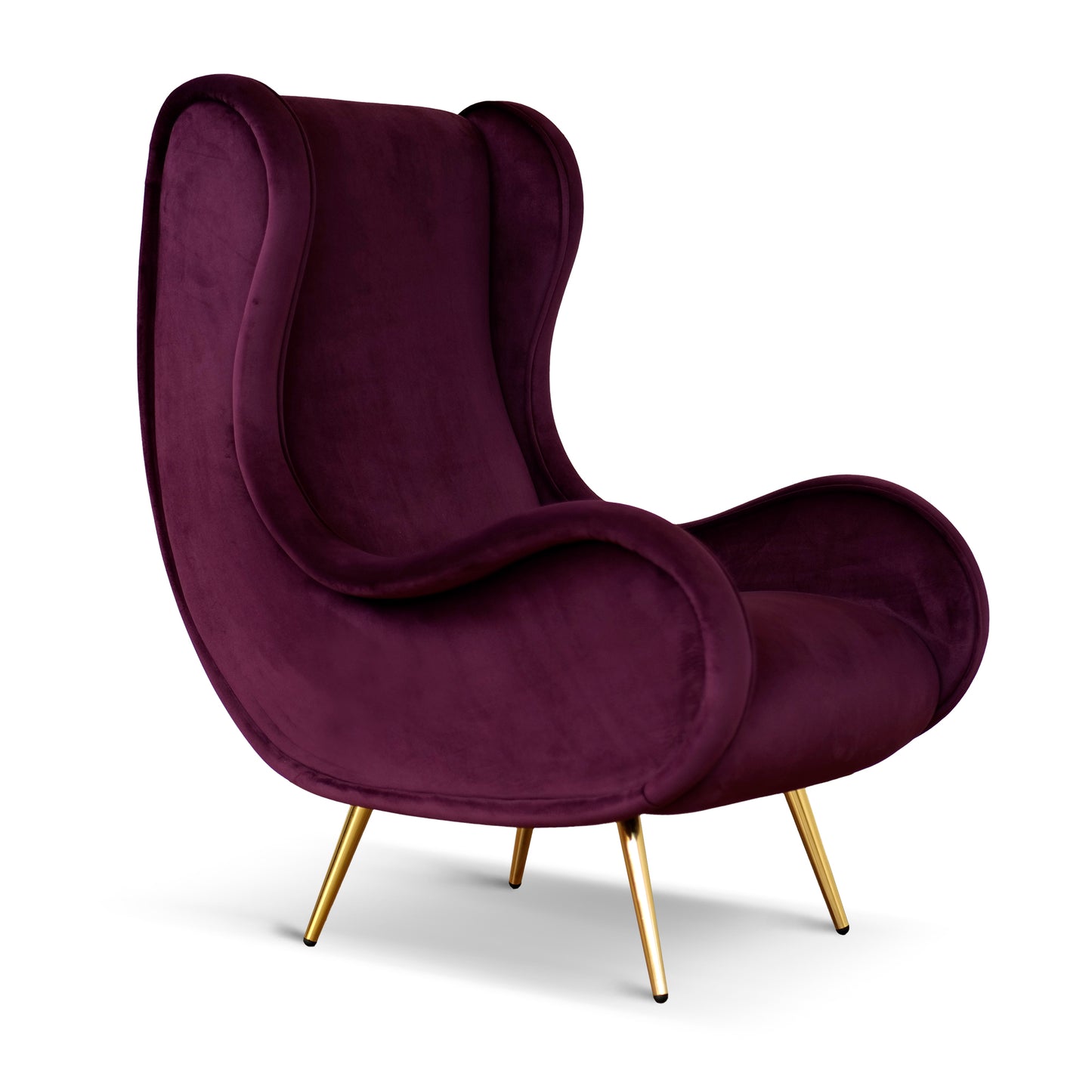 Fauteuil Madame en velours chenille bordeaux - Design vintage, emblématique