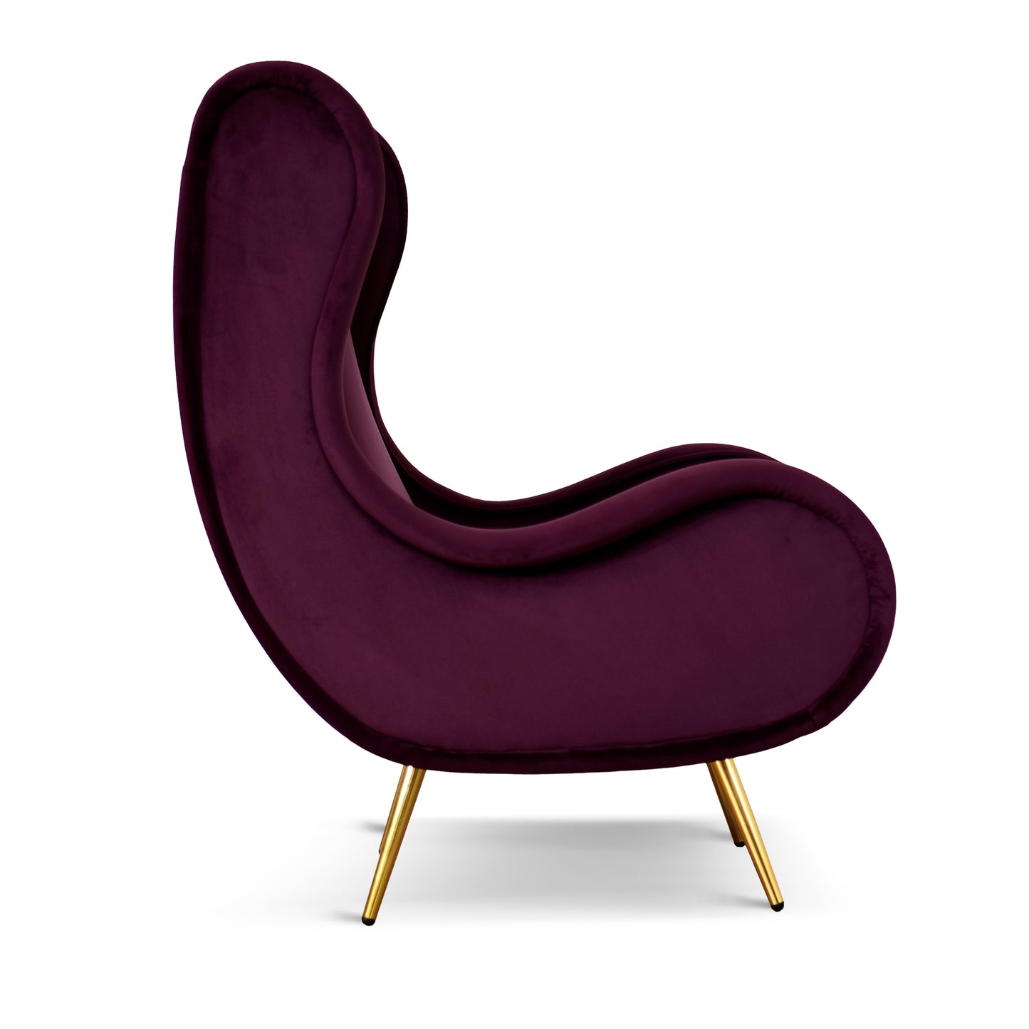 Fauteuil Madame en velours chenille bordeaux - Design vintage, emblématique