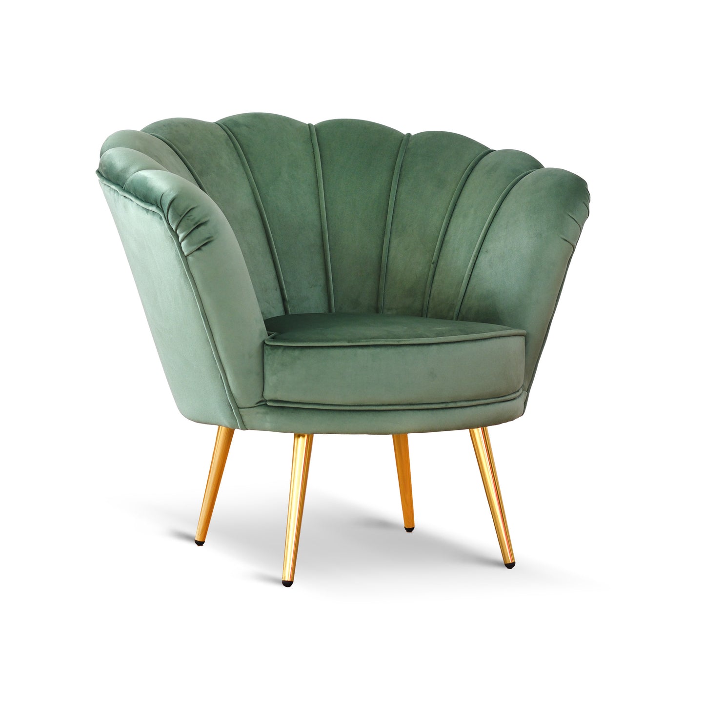 Fauteuil Maia en Velours Vert Menthe, Dos en Microfibre Unicolore ou à Motif Exotique, Pieds Dorés