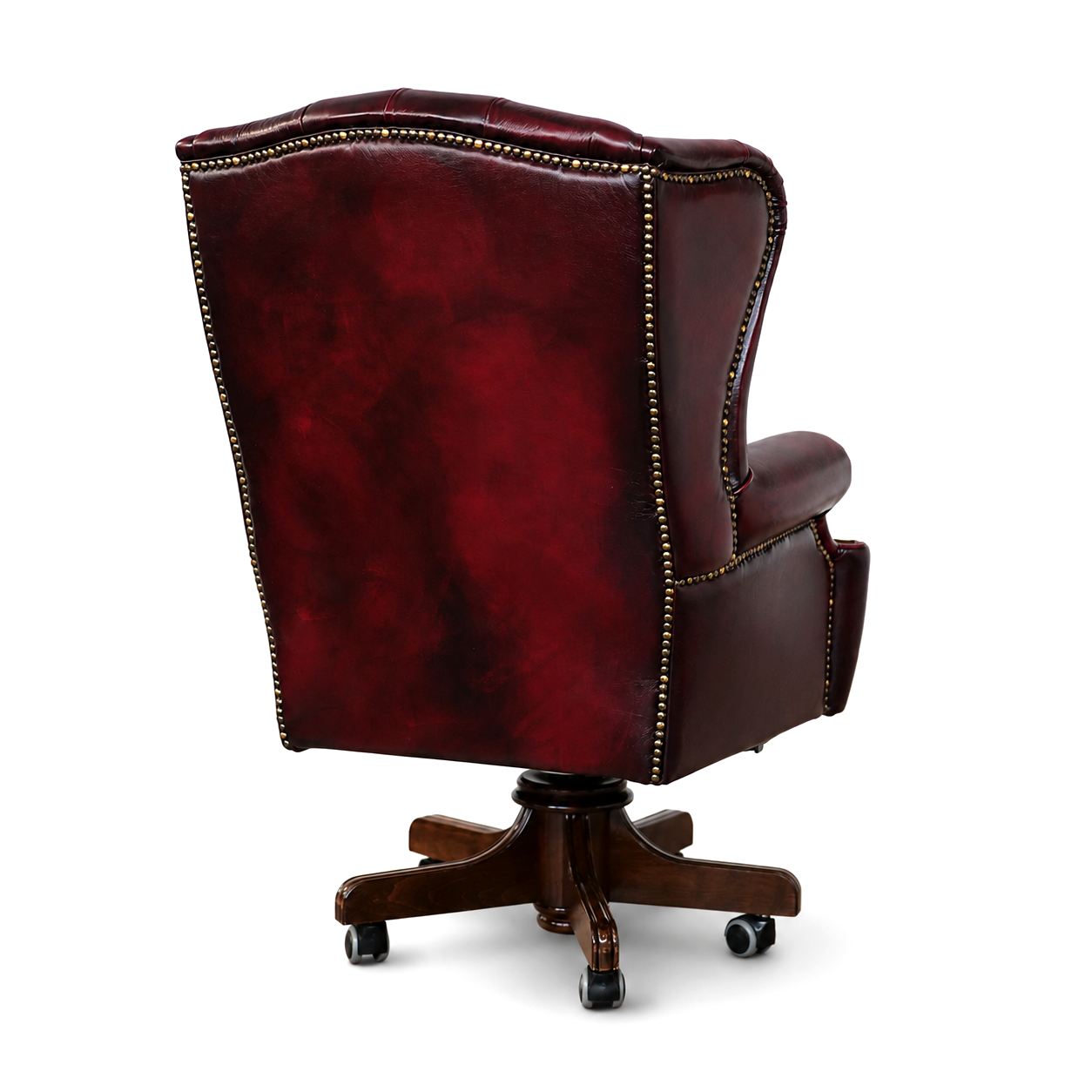 Poltrona Presidenziale Oxford Chesterfield Deluxe Pelle Primo Fiore Premium - Base in Legno