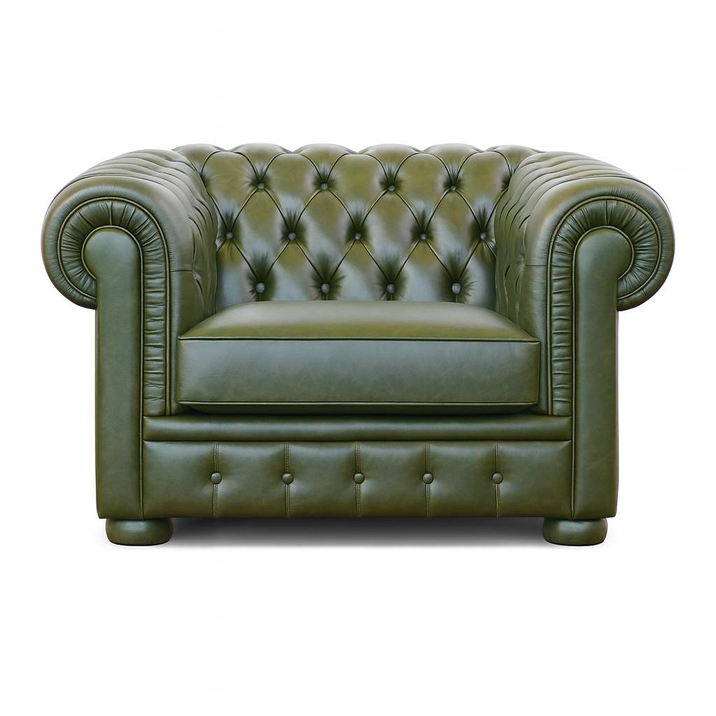 Canapé Chesterfield en cuir pleine fleur de qualité supérieure – Finitions emblématiques et raffinées