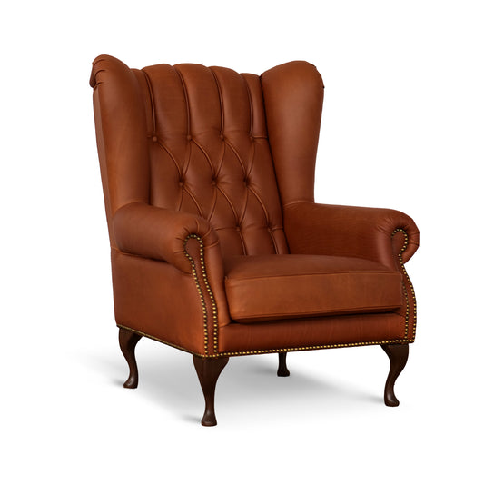 Poltrona Chester Bergere Regina Pelle Fiore Premium - Design Iconico
