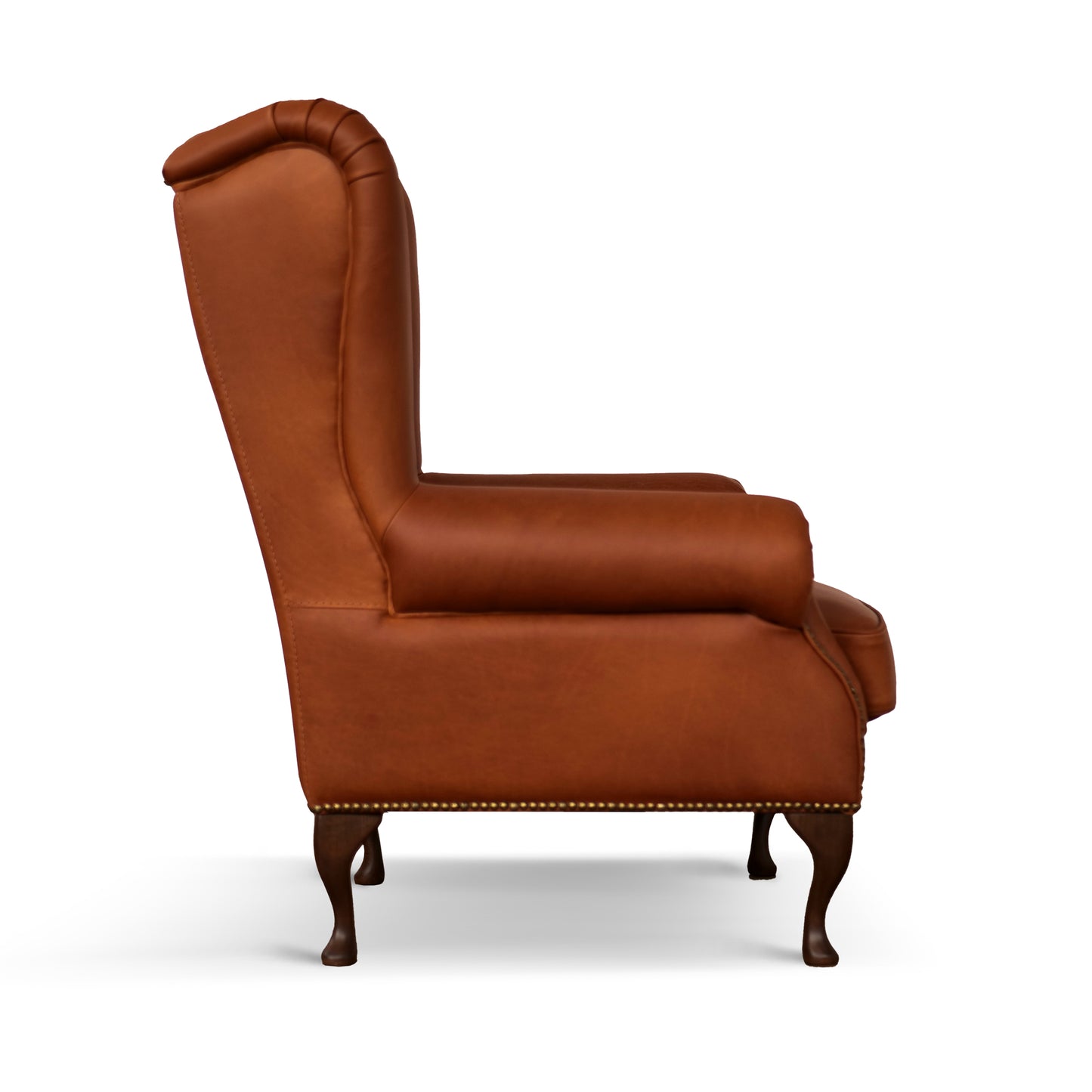 Poltrona Chesterfield Bergere Regina Pelle Fiore Old Cognac