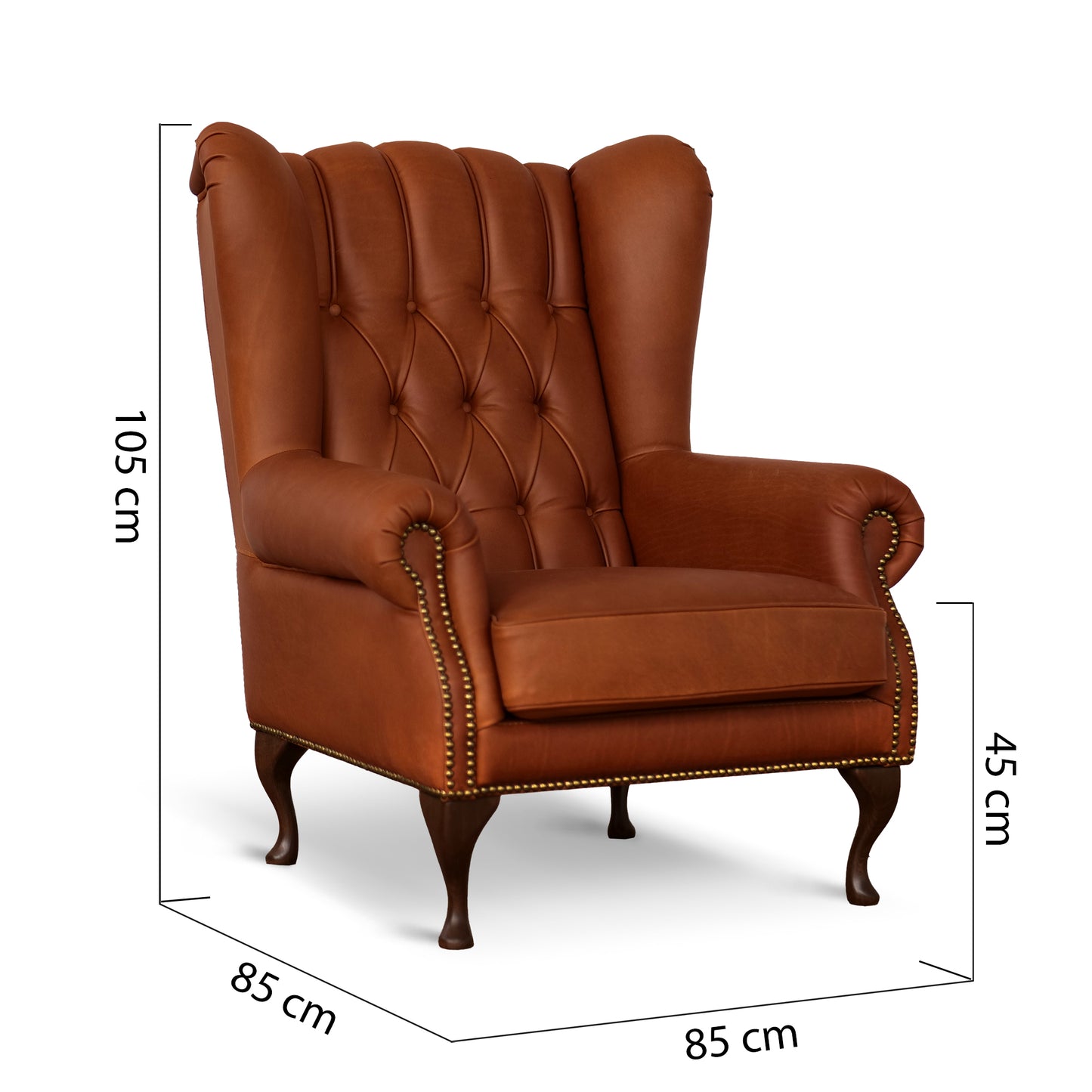 Poltrona Chesterfield Bergere Regina Pelle Fiore Premium - Design Iconico