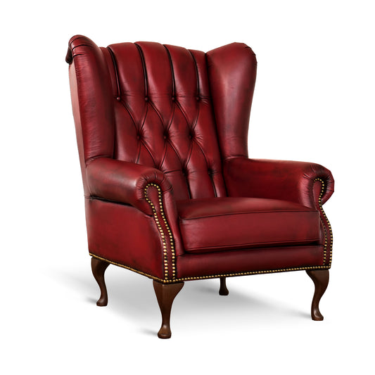 Poltrona Chesterfield Bergere Regina Pelle Fiore Premium - Design Iconico