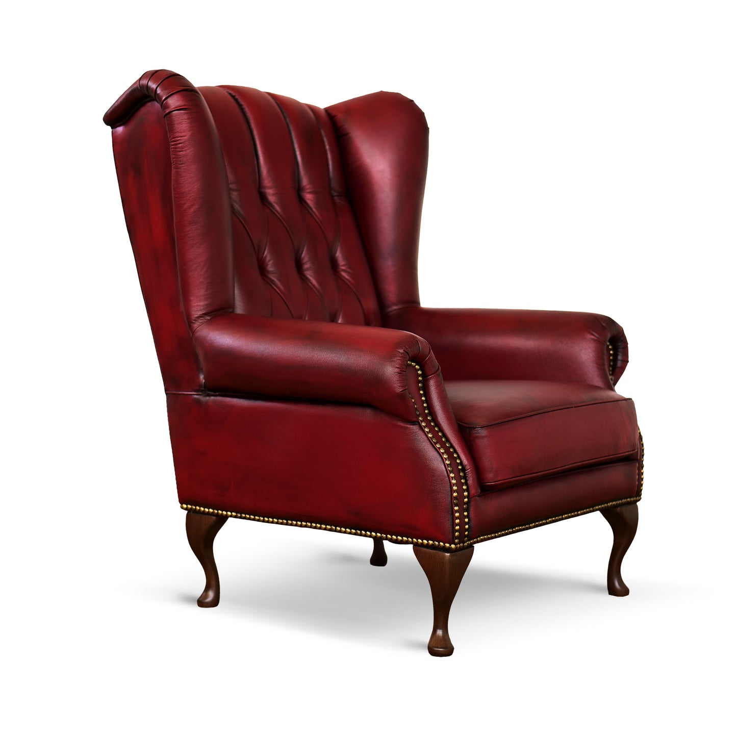 Poltrona Chesterfield Bergere Regina Pelle Fiore Premium - Design Iconico