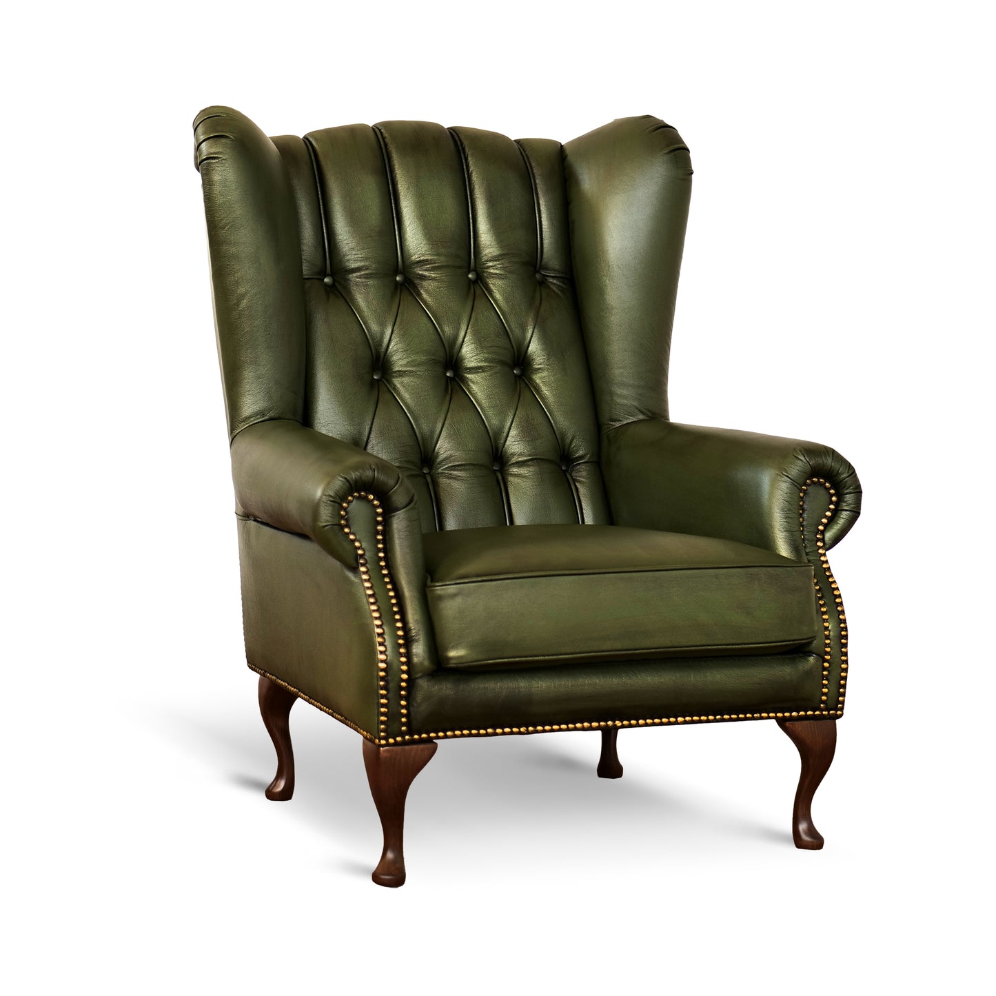 Poltrona Chesterfield Bergere Regina Pelle Fiore Premium - Design Iconico