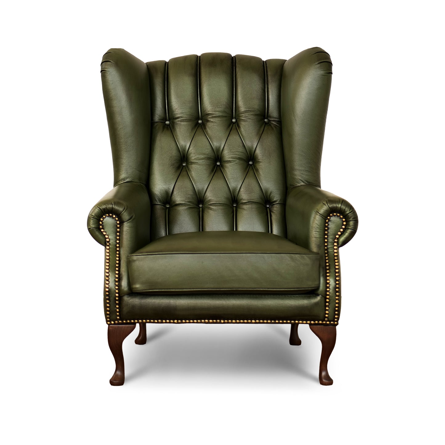 Poltrona Chesterfield Bergere Regina Pelle Fiore Premium - Design Iconico