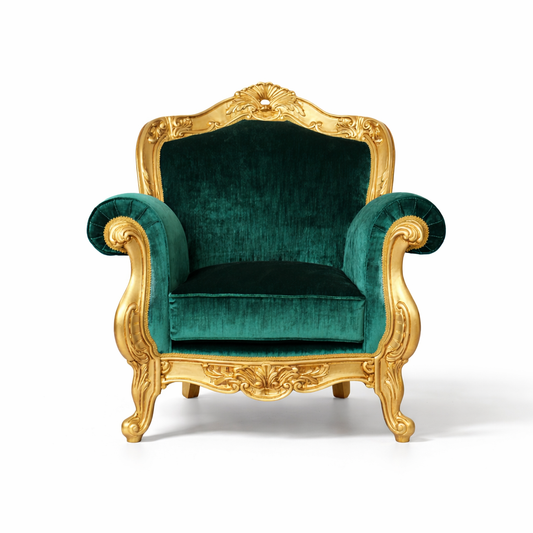 Barock-Sessel Domizia - Blattgold und Samt – Luxuriöse italienische Handwerkskunst