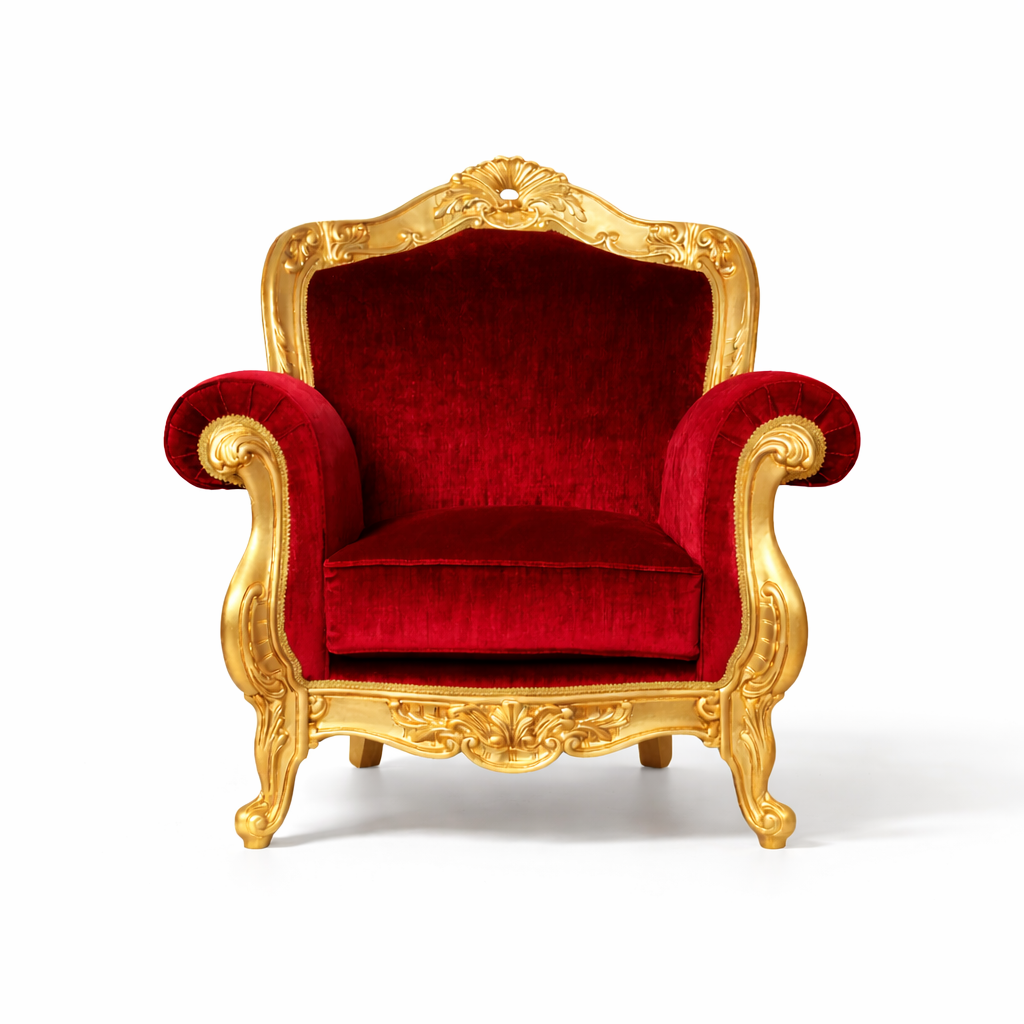 Poltrona Barocca Domizia - Foglia Oro e Velluto – Artigianato Italiano di Lusso