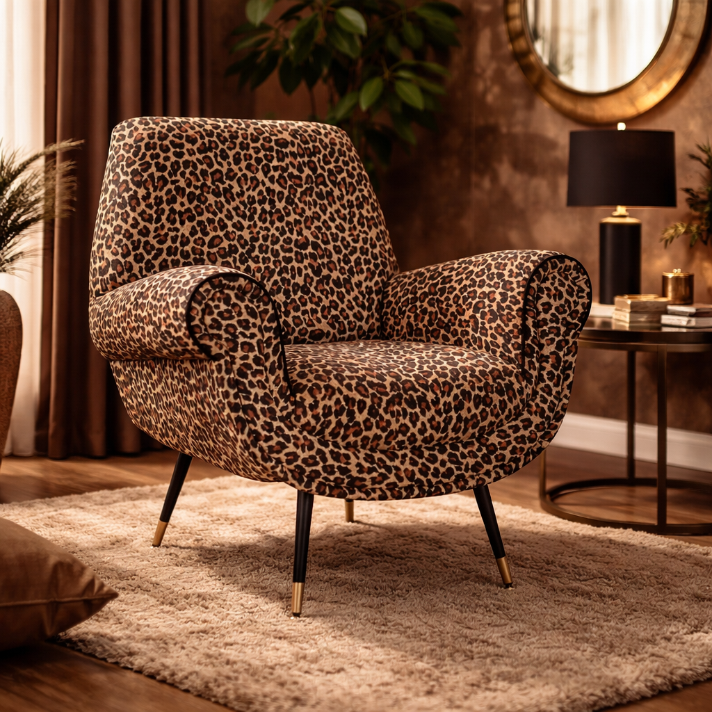 Fauteuil design vintage Vico en cuir grainé pull up rouge cerise avec clous vieillis et pieds noirs et laiton 