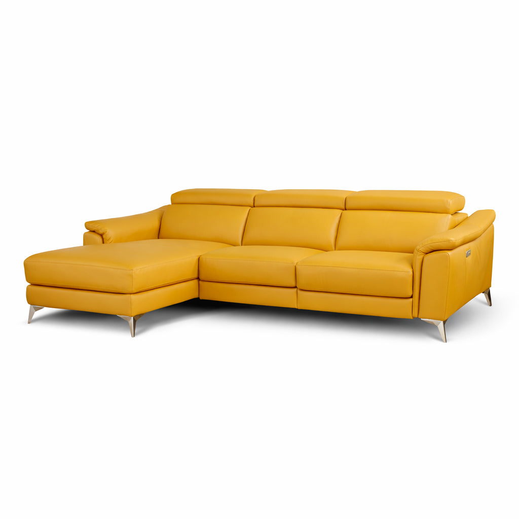 Divano Angolare Flow Relax in Pelle Primo Fiore – Recliner Motorizzato e Chaise Longue , Design Moderno